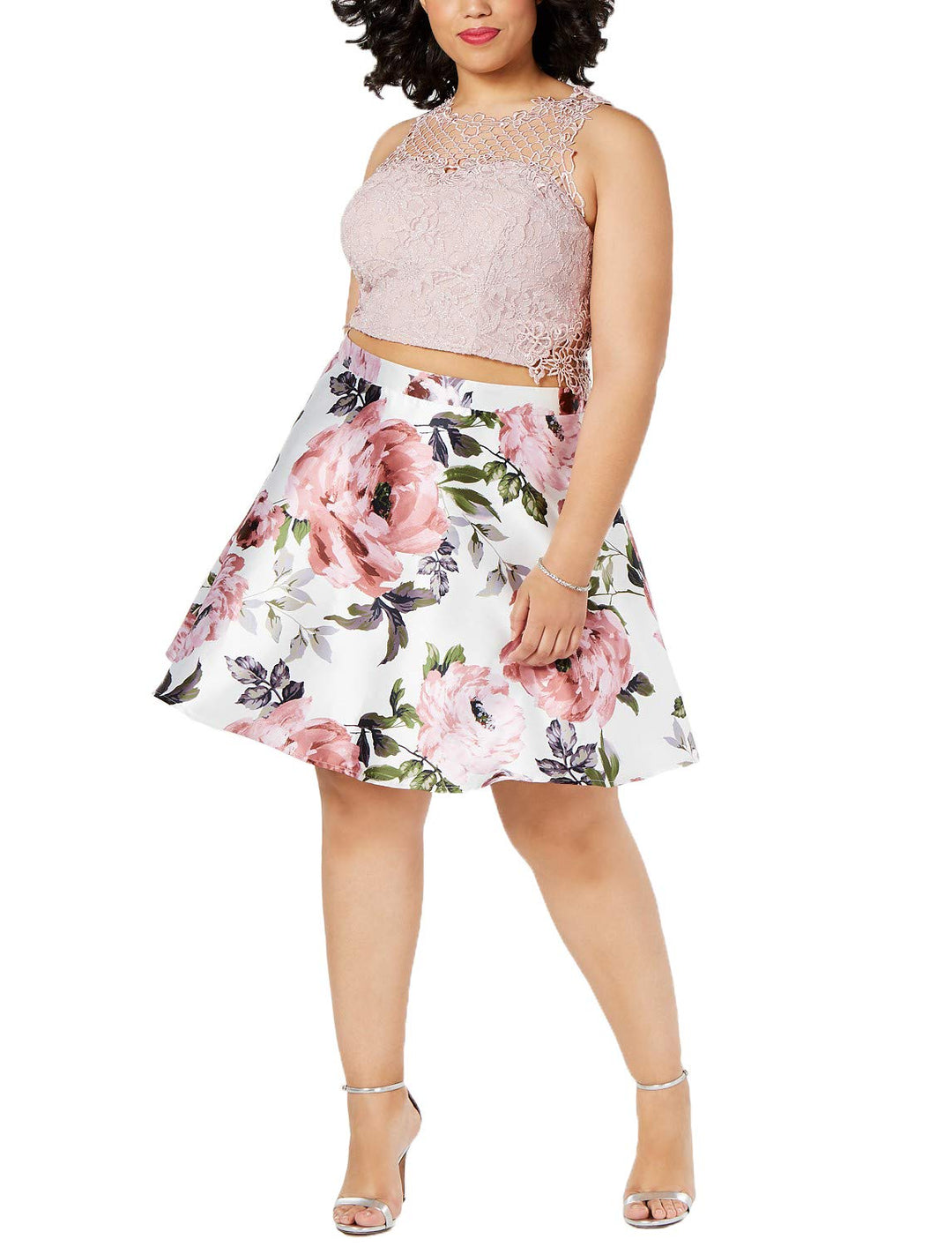 City Studios Juniors Trendy Plus Size Two Piece Lace Dress