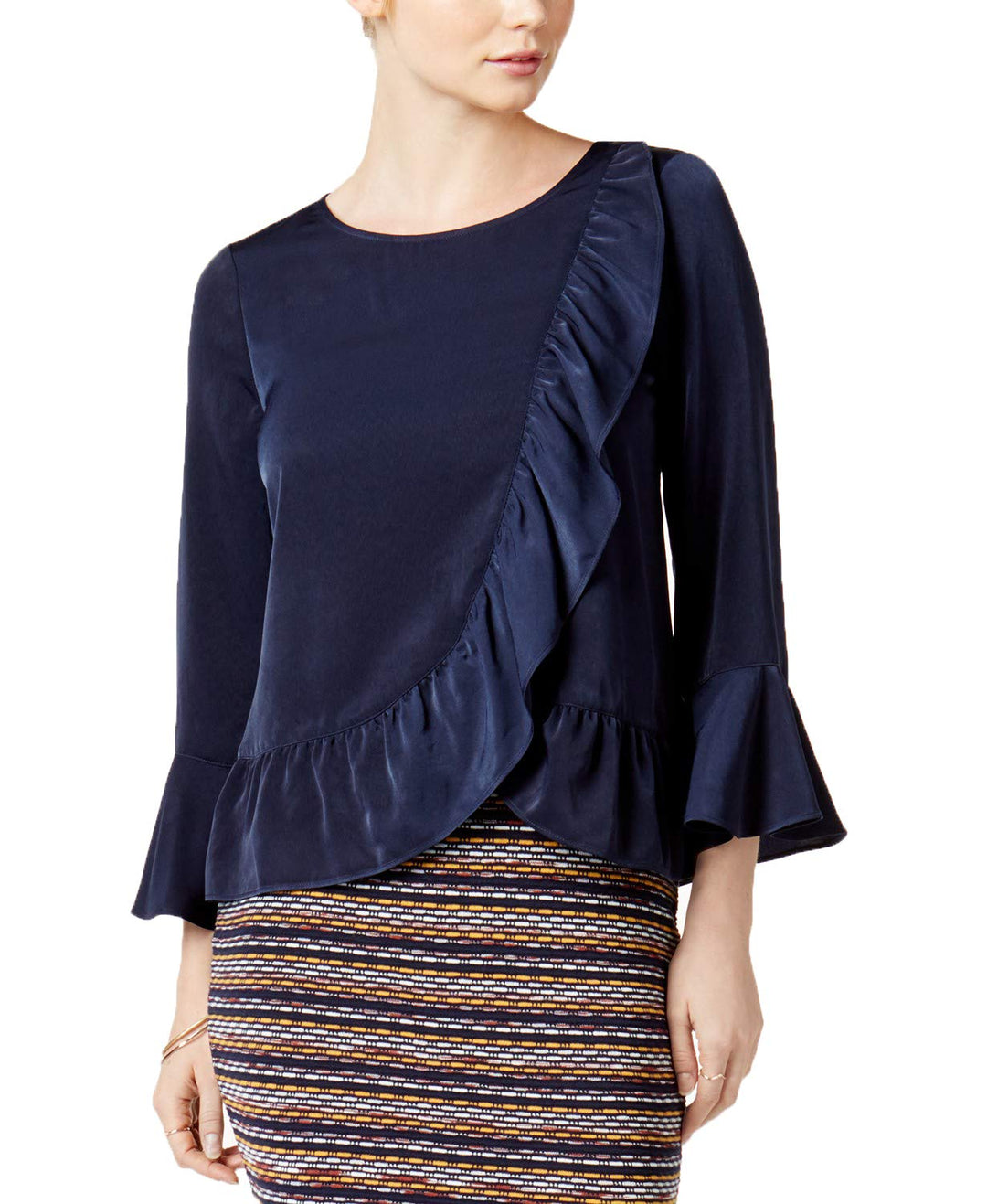 Bar III Printed Ruffled Top