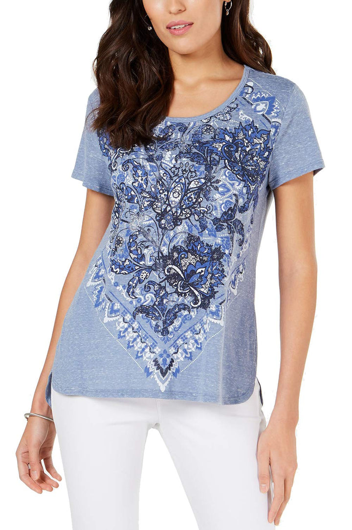 Style & Co Petite Printed Scoop Neck T-Shirt