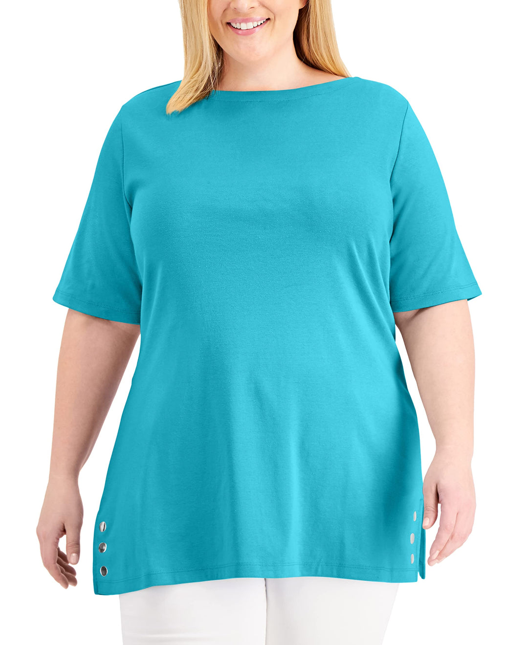 Karen Scott Plus Size Embellished Hem Top