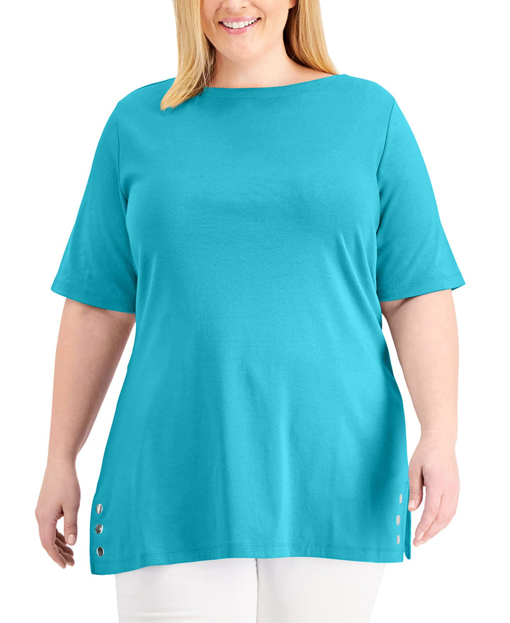 Karen Scott Plus Size Embellished Hem Top