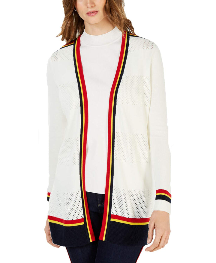 Varsity-Stripe Cardigan Sweater