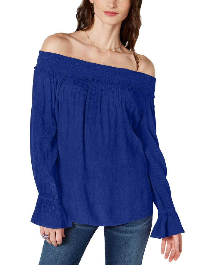 INC Smocked Off-The-Shoulder Top
