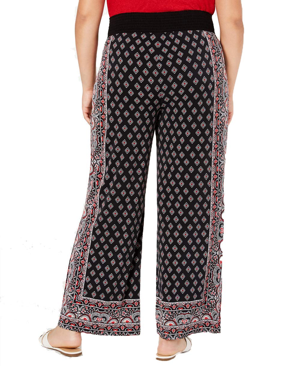 Plus Size Border Print Tie Waist Pants