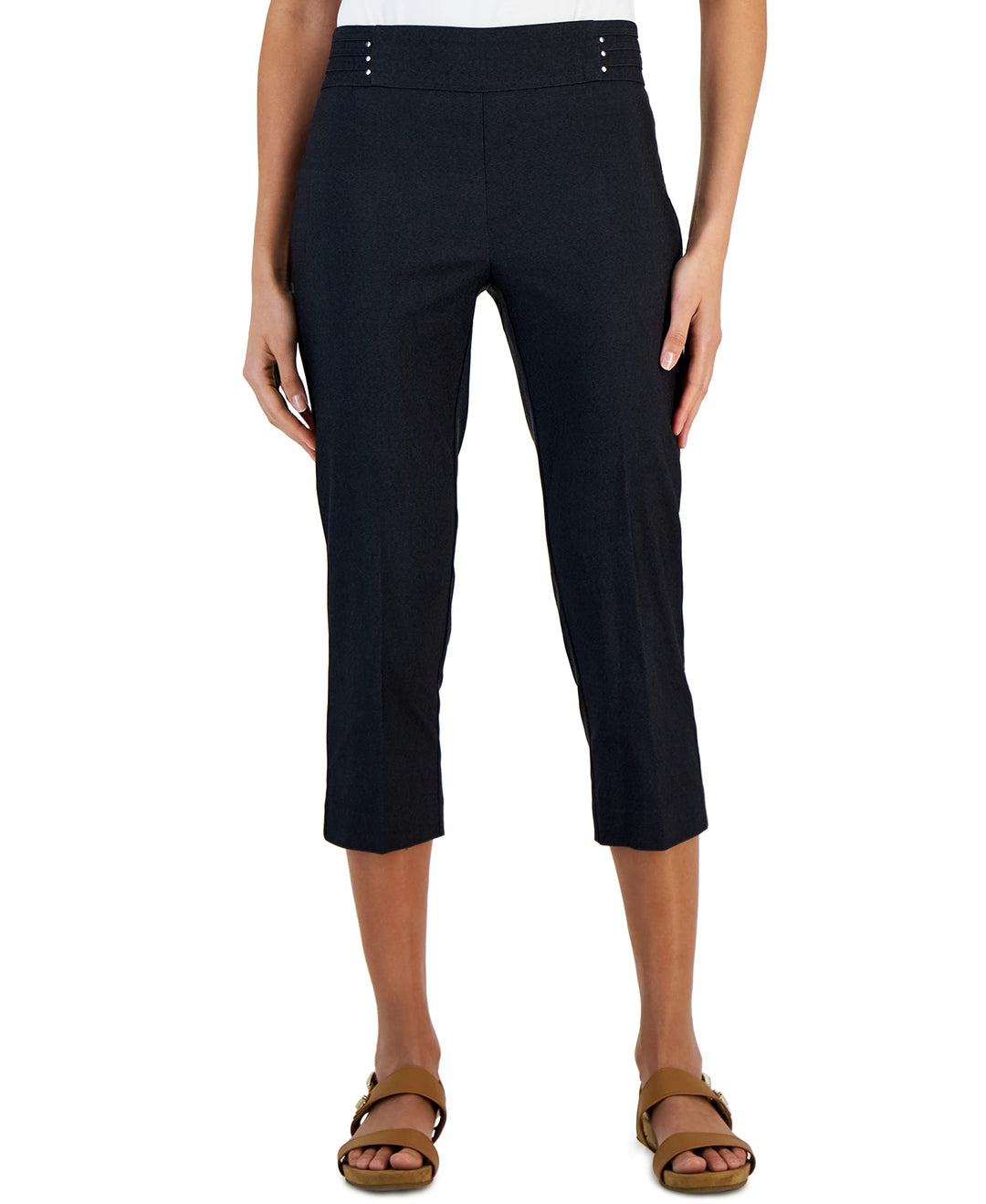 Embellished Pull-On Capri Pants