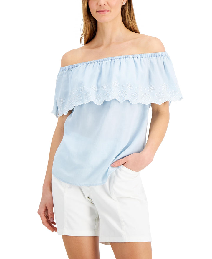 Charter Club Cotton Off The Shoulder Top