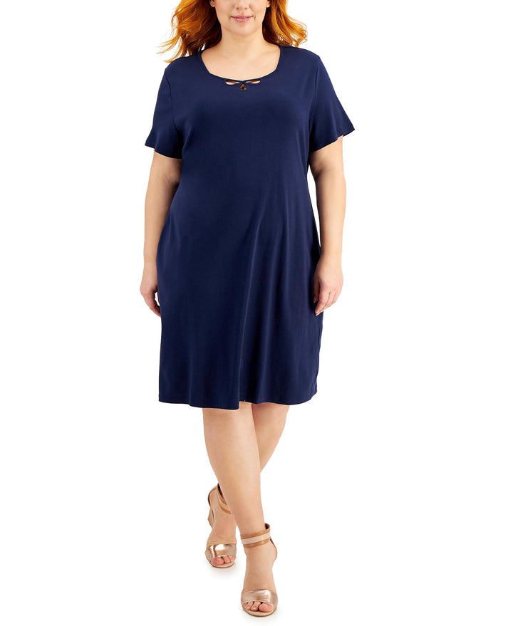 Karen Scott Plus Size Cotton Cutout T-Shirt Dress