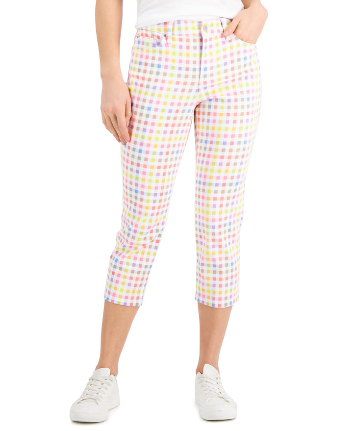 Charter Club Petite Bristol Gingham Print Capri Jeans
