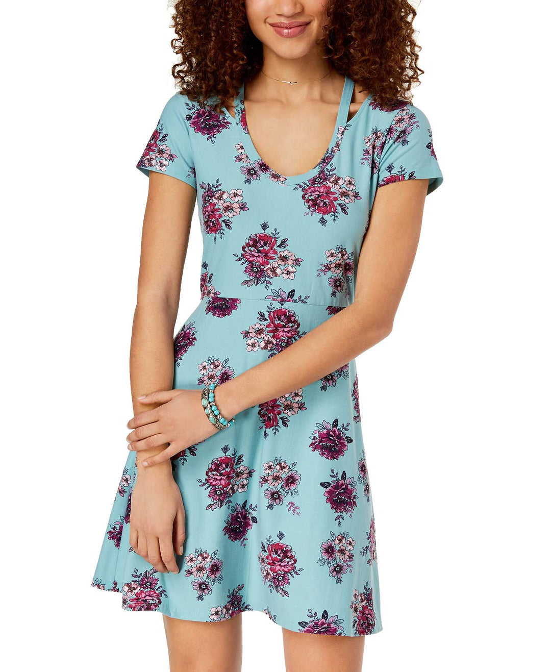 Juniors' Cold-Collar Skater Dress