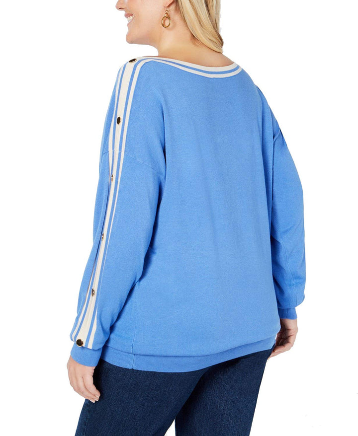 Plus Size Button-Trimmed Sleeve Top