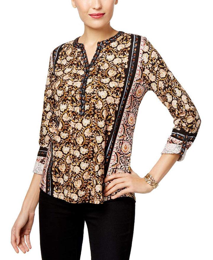 Style & Co Petite Mixed Print Top