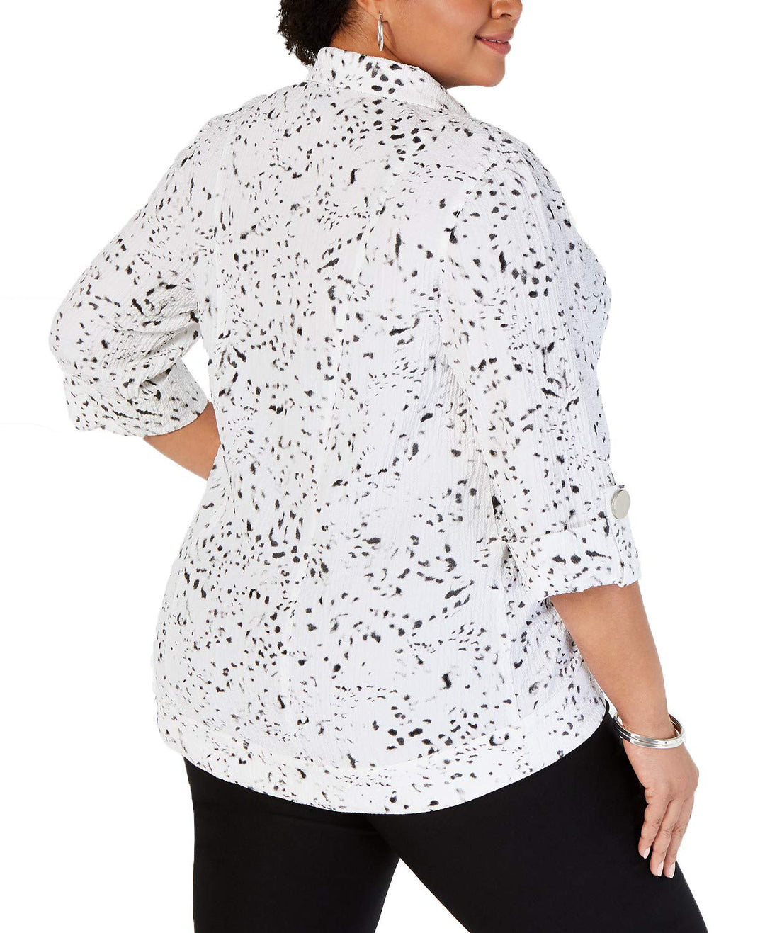 JM Collection Plus Size Printed Textured Jacket