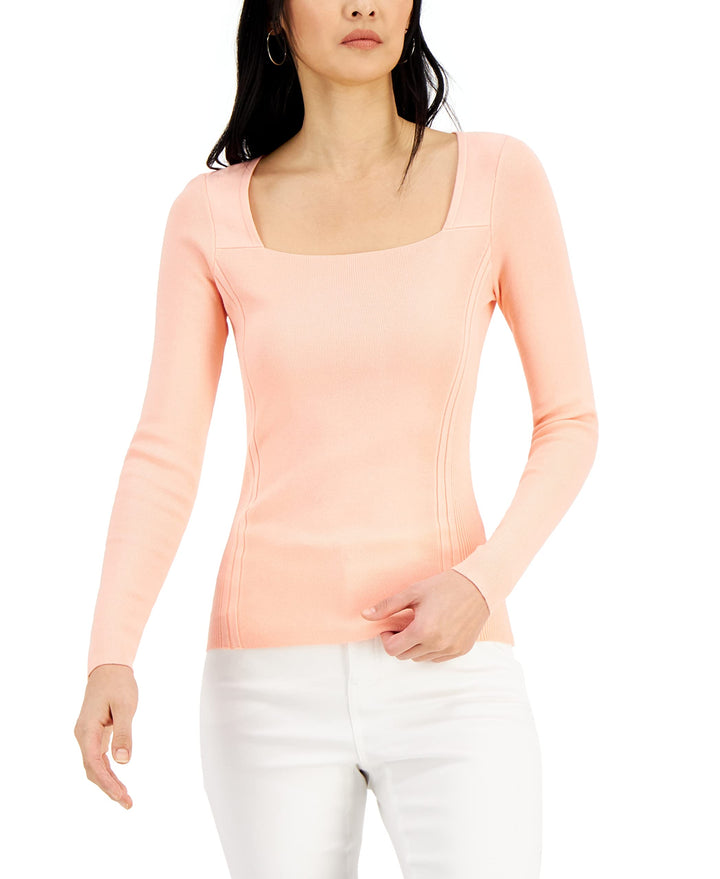 INC International Concepts Ribbed Knit Square Neck Sweater