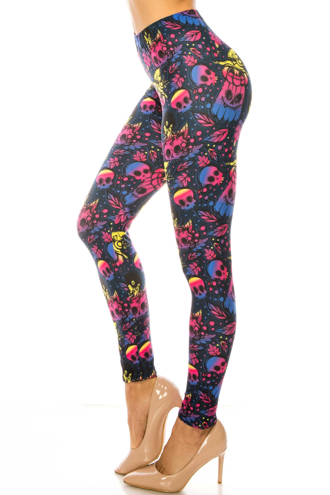 Creamy Soft Autumn Ombre Skulls Kids Leggings - USA Fashion