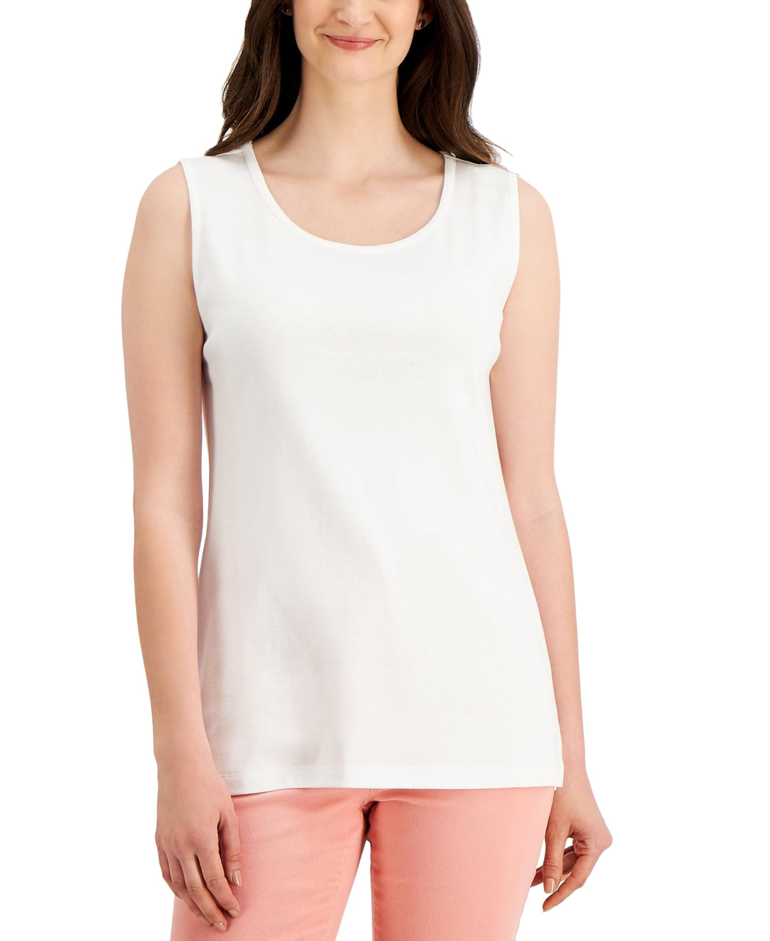 Karen Scott Womens Short Sleeve Cotton Tunic Tank Top