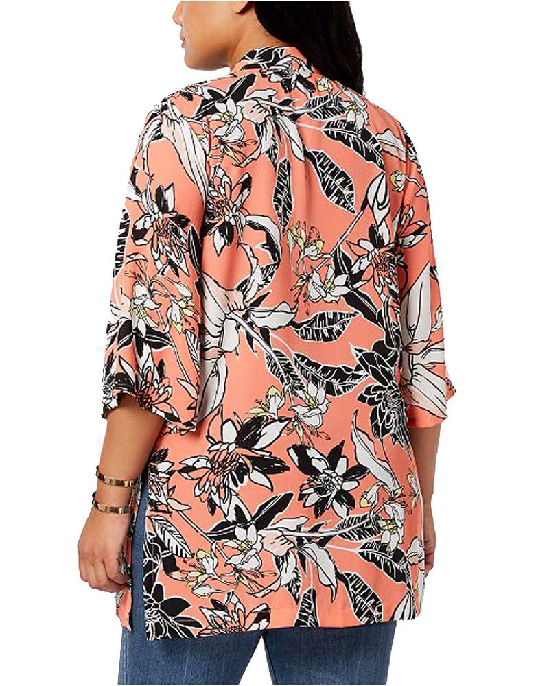 NY Collection Plus Size Printed Kimono Jacket
