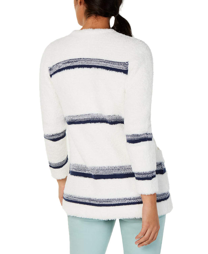 Striped Open-Front Cardigan