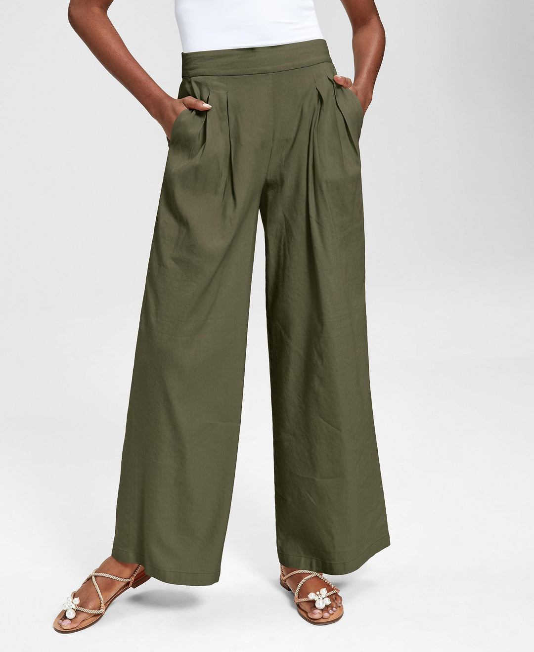 INC International Concepts High Rise Pull On Wide Leg Pants