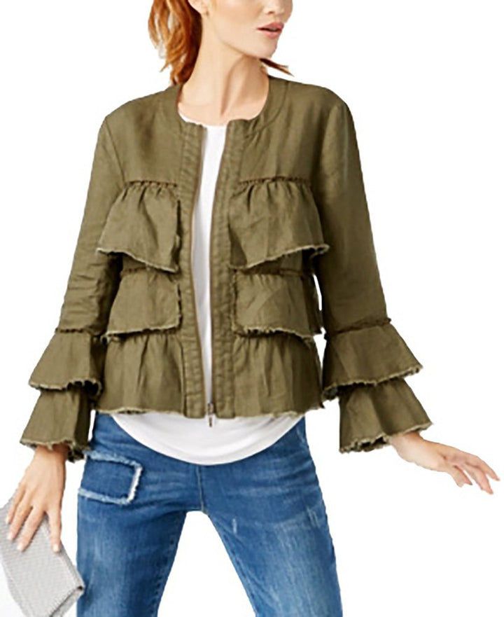 INC International Concepts Linen Ruffled Jacket