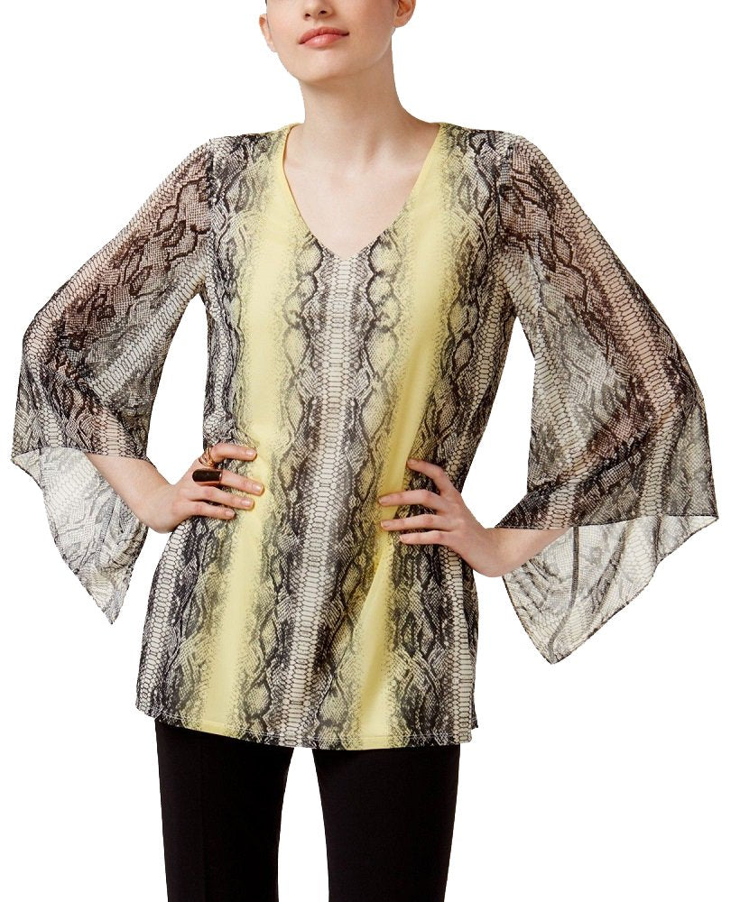 Alfani Petite Printed V Neck Top