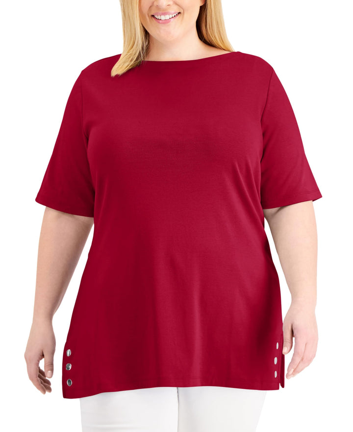 Karen Scott Plus Size Embellished Hem Top