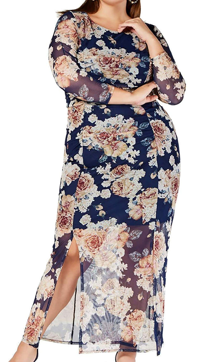 Plus Size Printed Bodycon Maxi Dress