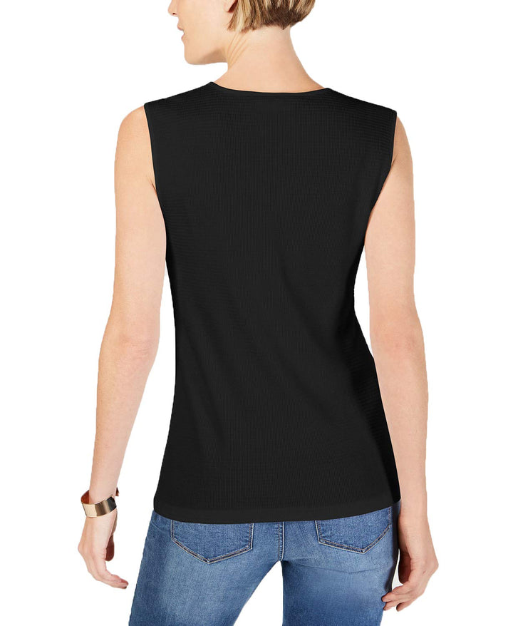 Karen Scott Textured Crewneck Tank Top