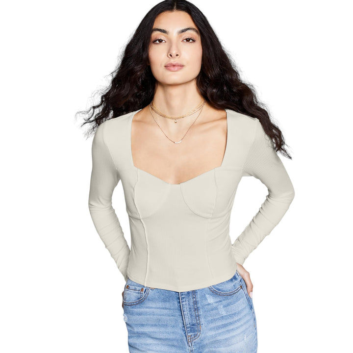 And NowThis Womens Seam-Detail Corset Top