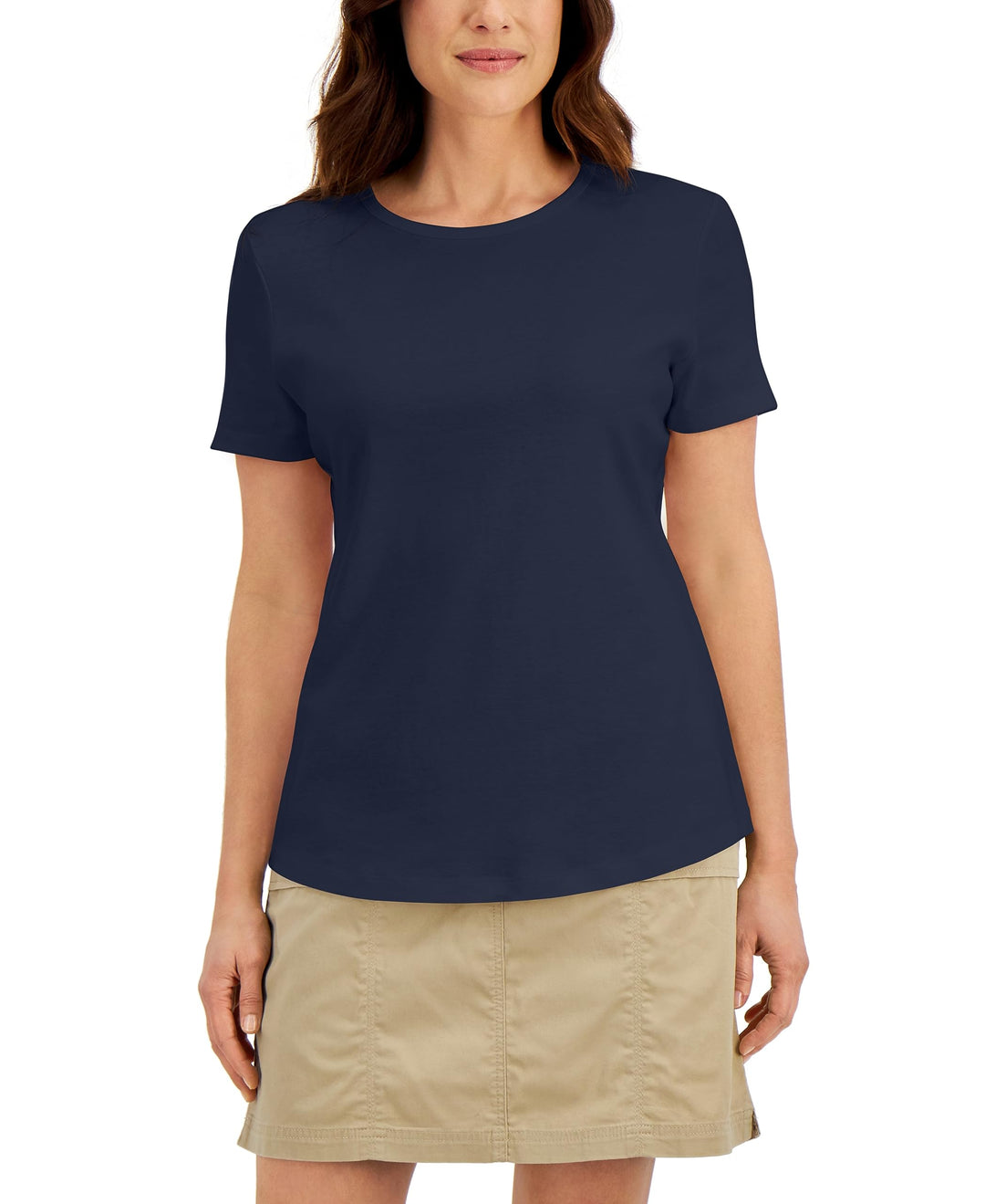 Karen Scott Cotton Short Sleeve Crewneck Top