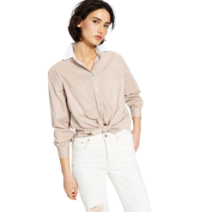 Now This Tie Front Poplin Shirt