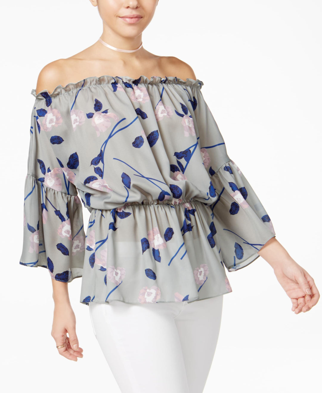 Say What Juniors Printed Off The Shoulder Peasant Top