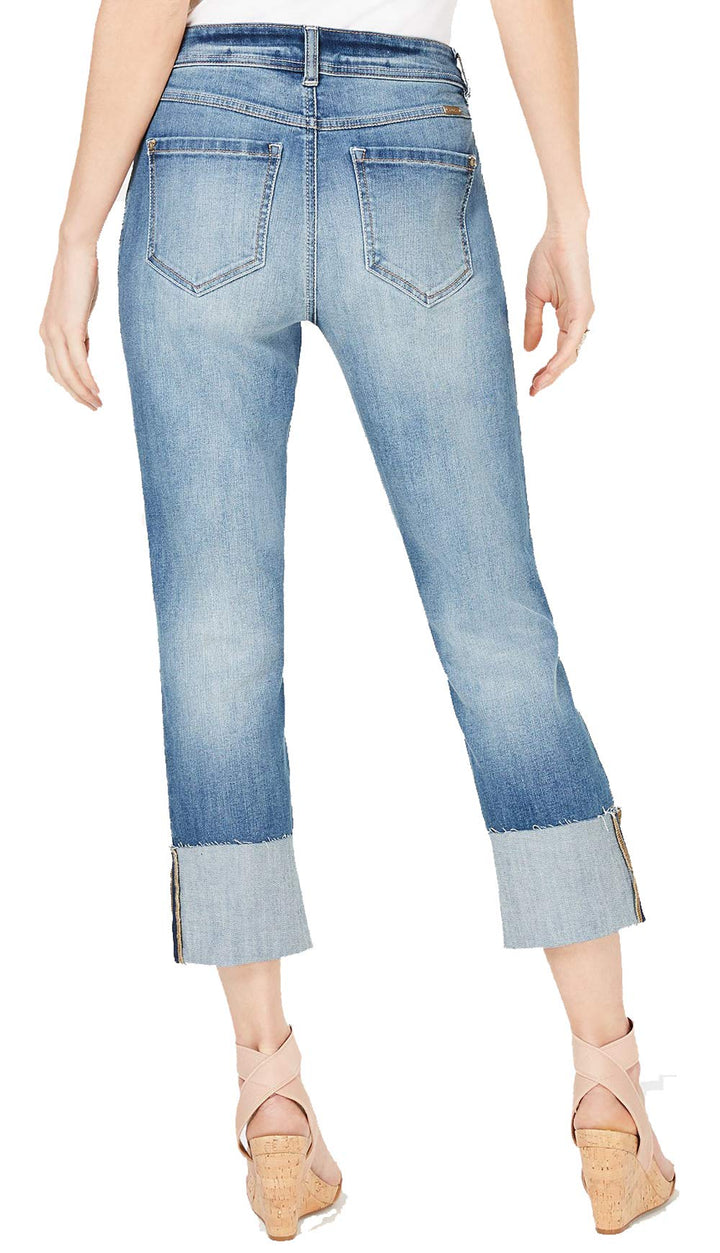 INC Embroidered-Flower Cropped Straight-Leg Jeans