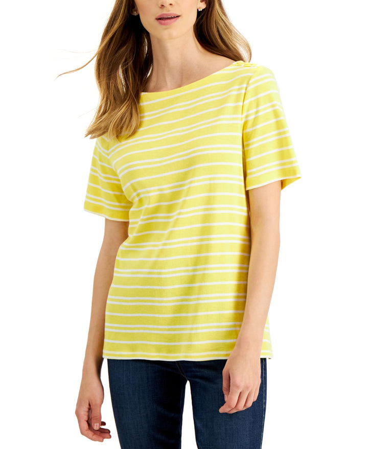 Charter Club Womens Cotton Striped Top