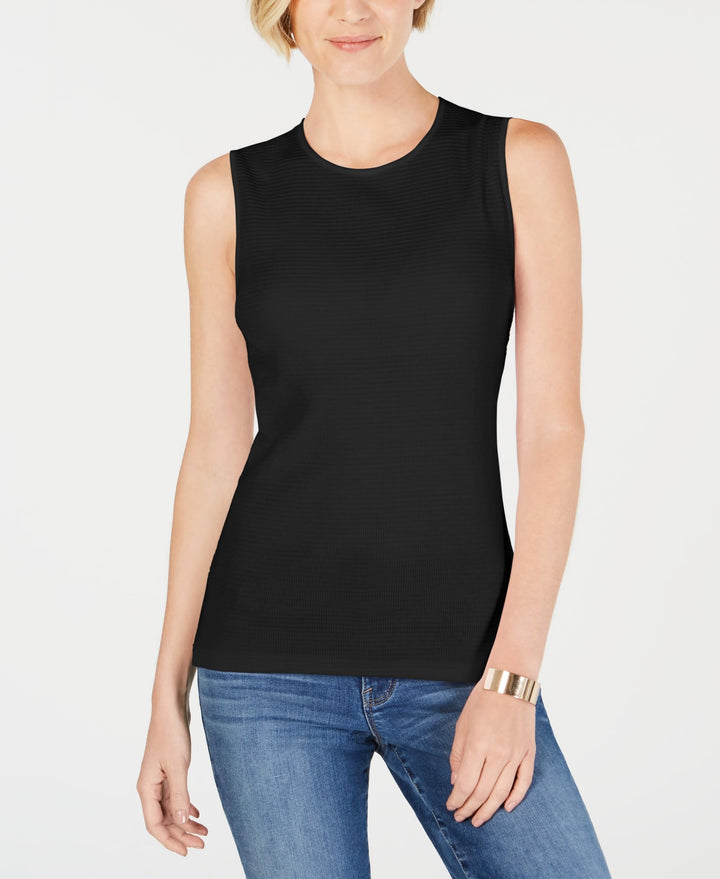 Karen Scott Textured Crewneck Tank Top