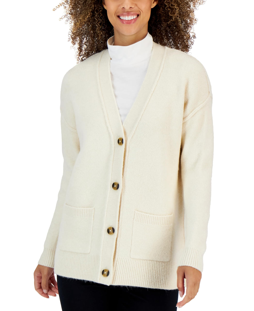 Petite Exposed Seam Tunic Cardigan