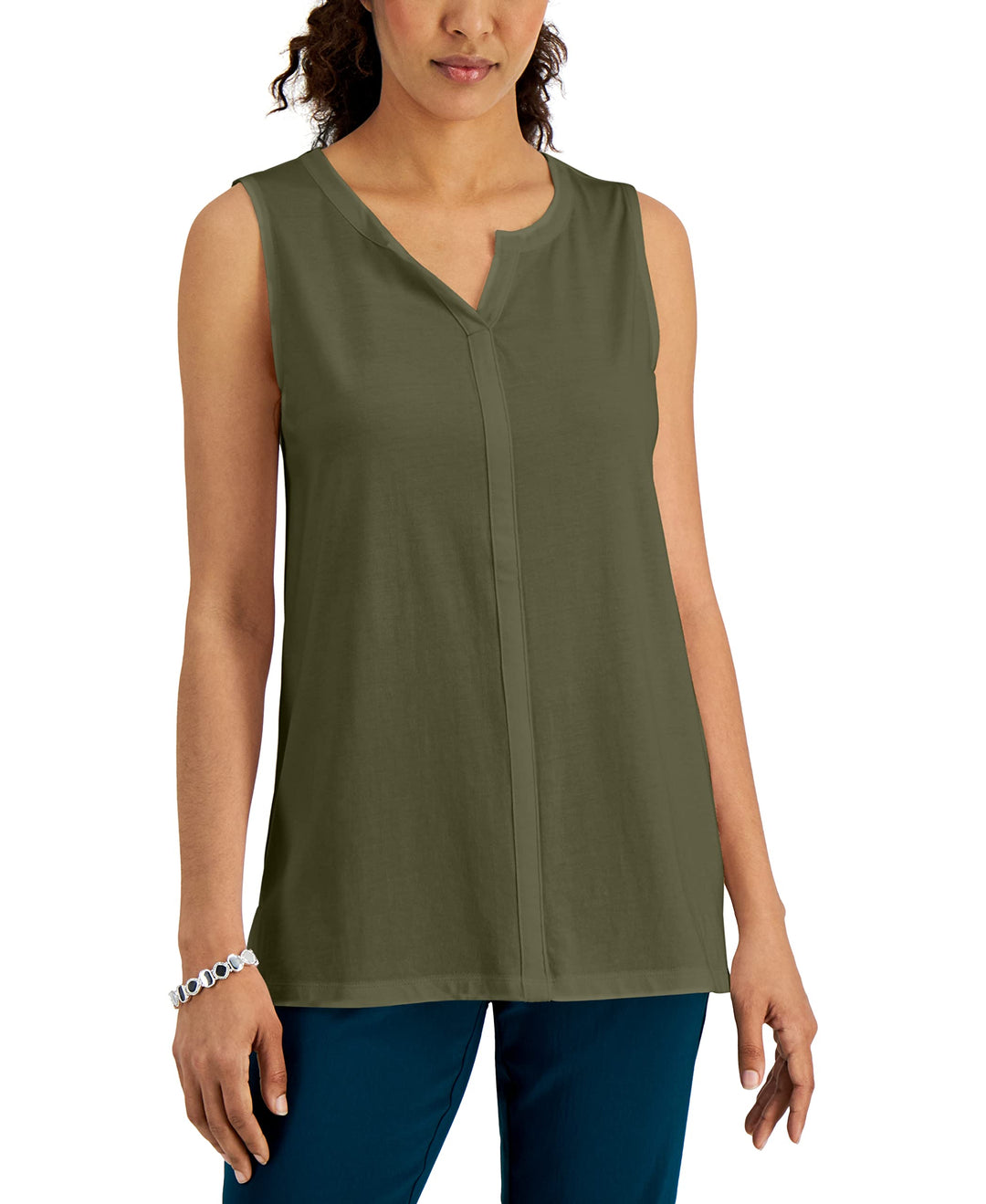 Karen Scott Split Neck Sleeveless Tunic