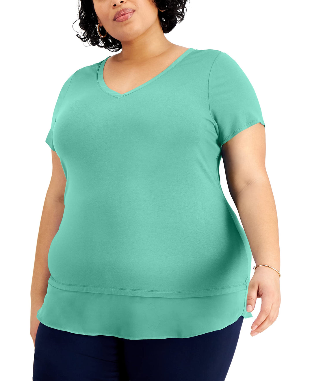 JM Collection Plus Size Layered Hem Top