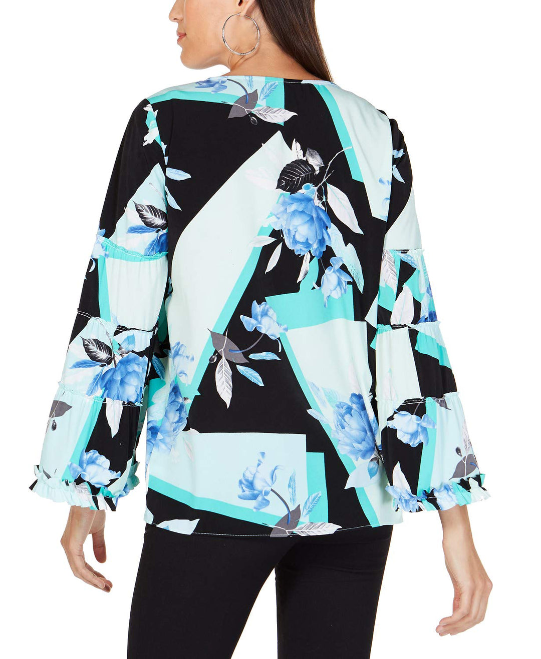 Printed Ruffle-Trim Top