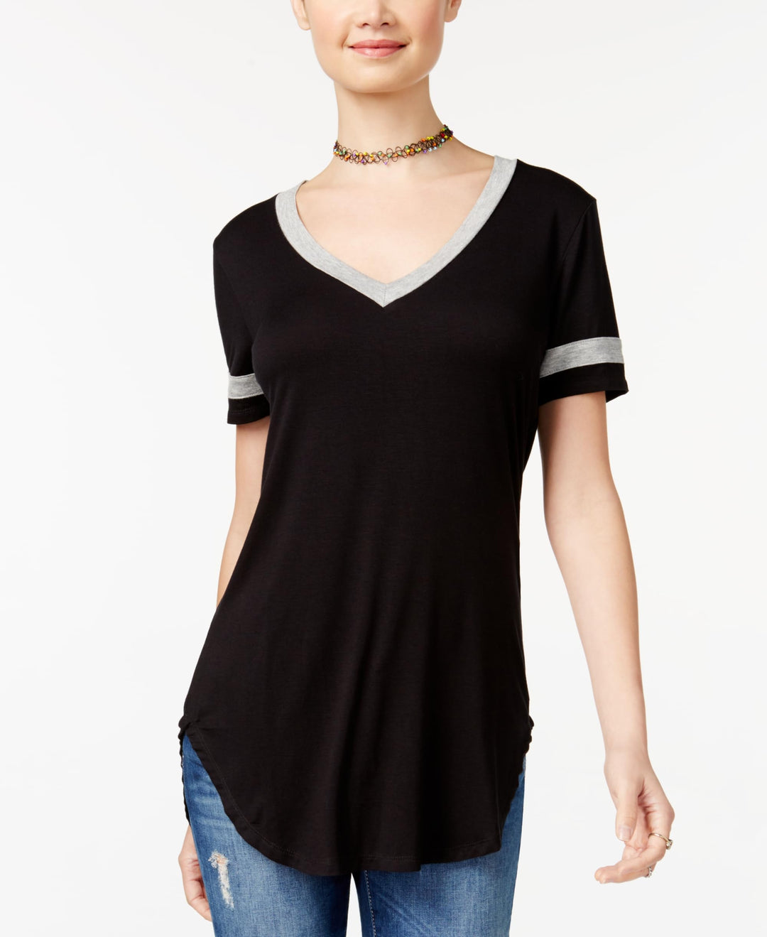 Ultra Flirt Juniors High Low Football T-Shirt