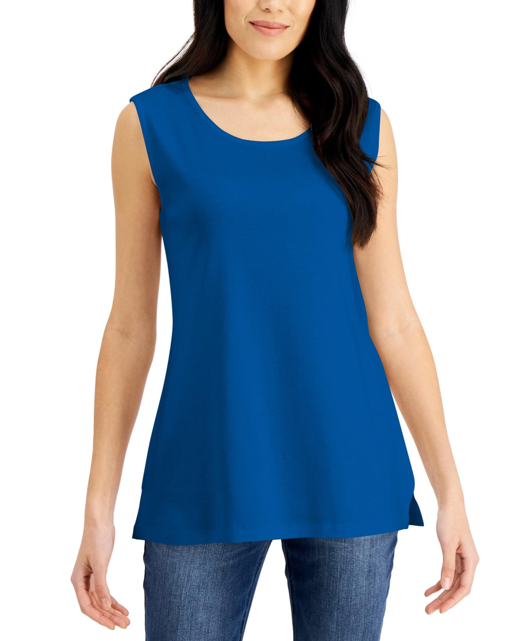 Karen Scott Womens Short Sleeve Cotton Tunic Tank Top