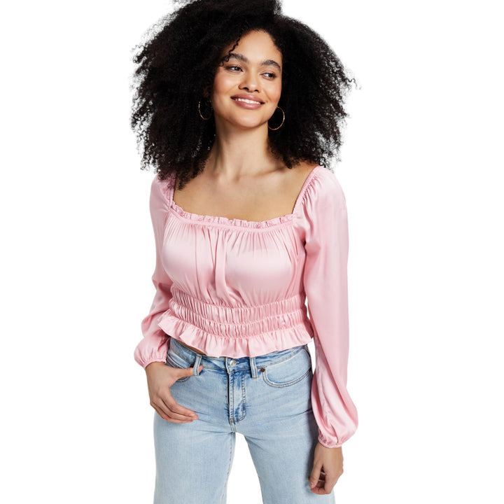 Bar III Square Neck Smocked Blouse