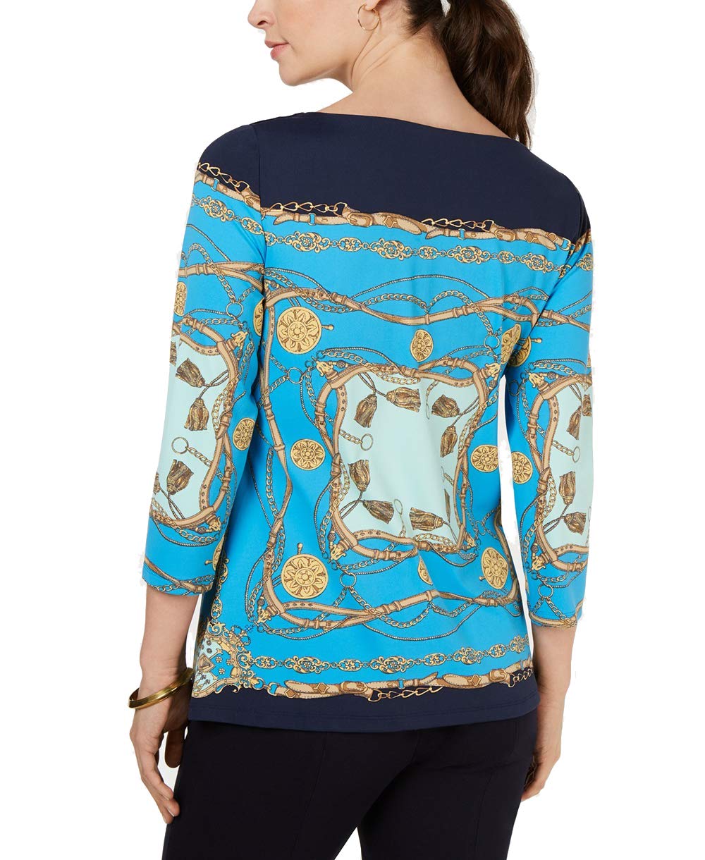 Charter Club Printed Boat Neck Top