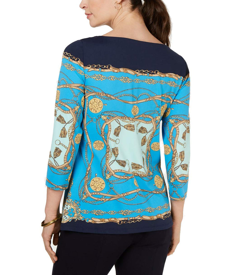Charter Club Printed Boat Neck Top