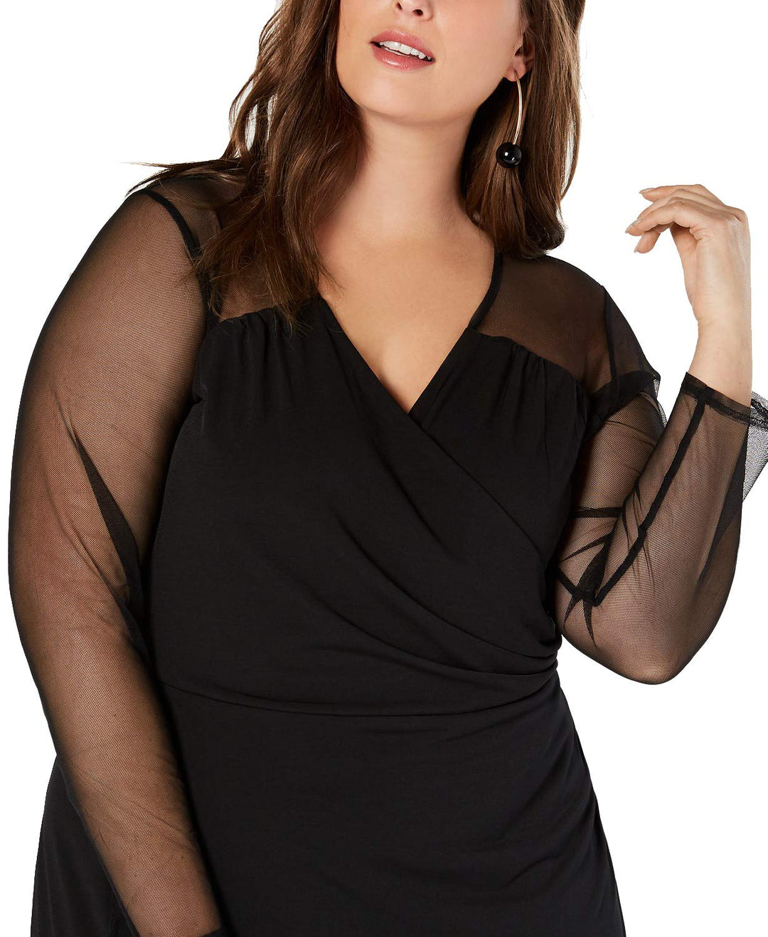 Plus Size Illusion Sleeve Sheath Dress