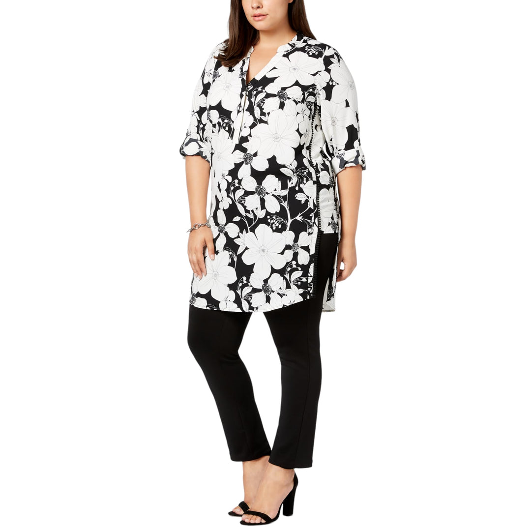 Alfani Plus Size Printed Pom Pom Trim Tunic