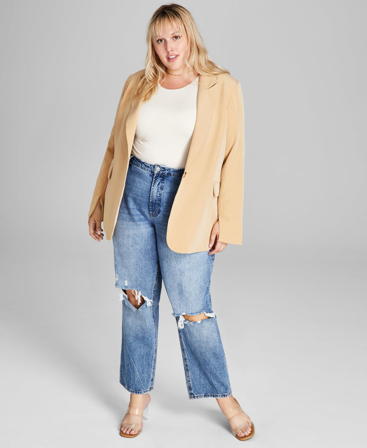 Now This Trendy Plus Size Oversized Boyfriend Blazer