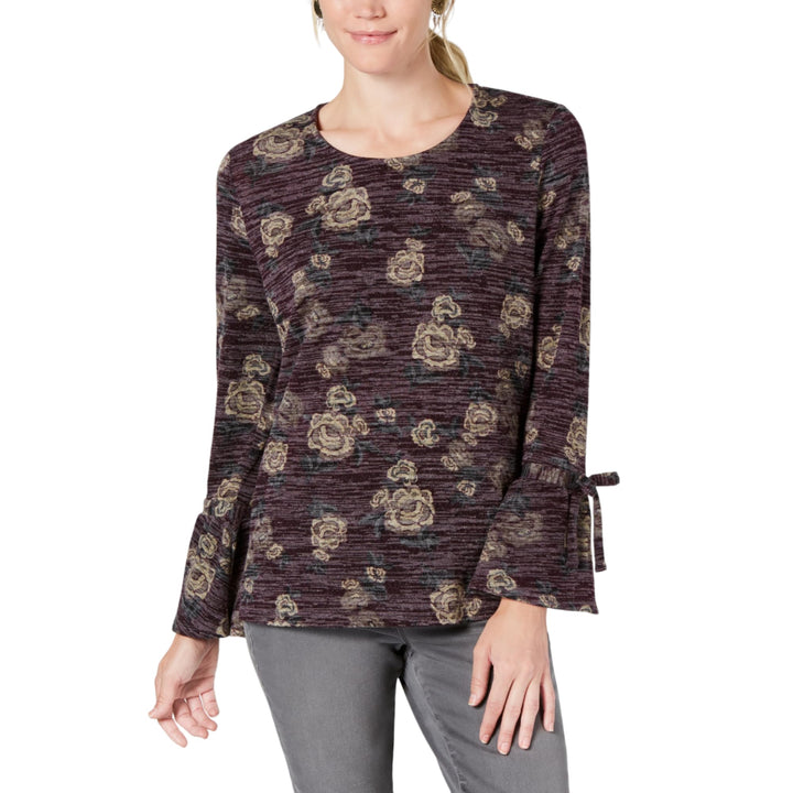 Style & Co Petite Scoop Neck Lantern Tie Long Sleeve Top