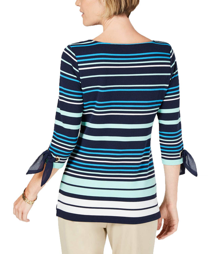 Striped Tie-Sleeve Top