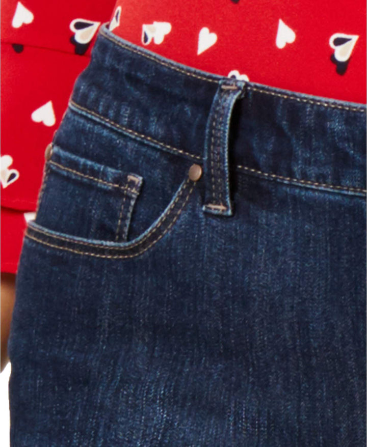 Plaid-Cuff Tummy-Control Skinny Jeans