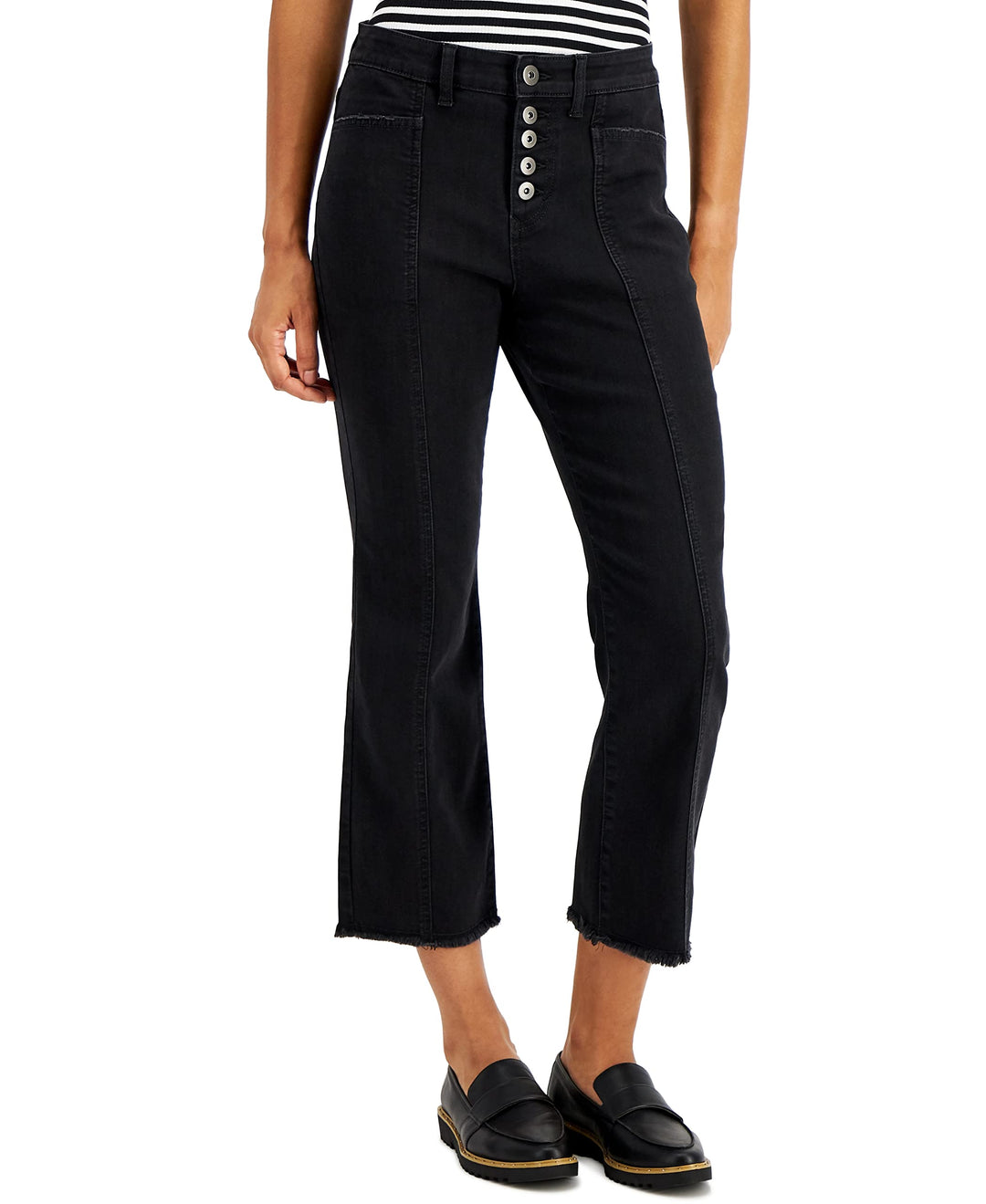Style & Co Petite Button Fly Kick Crop Jeans